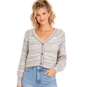 Jessica Simpson Womens Cardigan M Pastel Coquette Soft Girl Cozycore Cropped